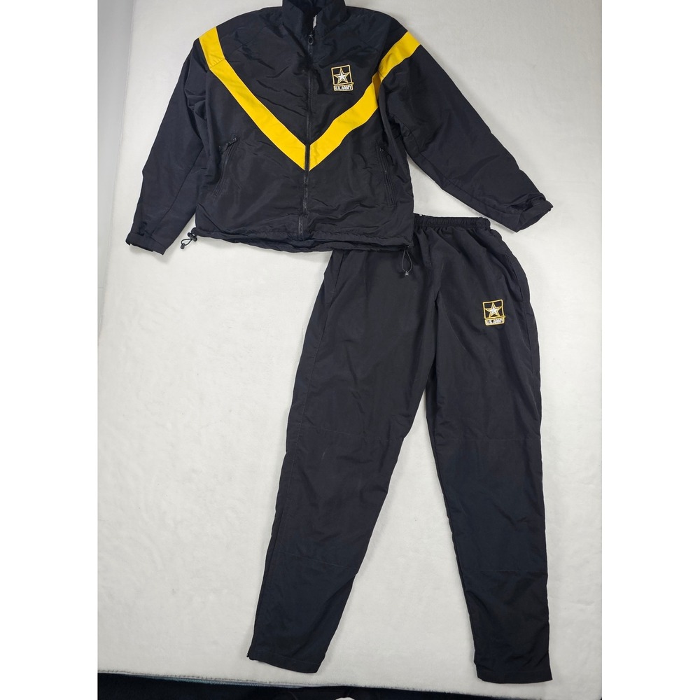 US Army APFU Track Suit Unisex Medium Black Yellow Excellent Physical Fitness